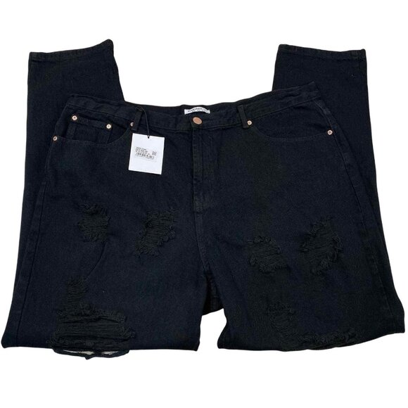 Glamorous Curve Skinny Jeans Womens Plus 18 Black Distressed NEW‎ - Picture 1 of 8